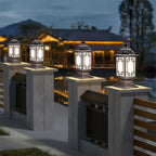 Die-Cast Aluminum Pillar Light, Lantern Shade With 3-Step LED