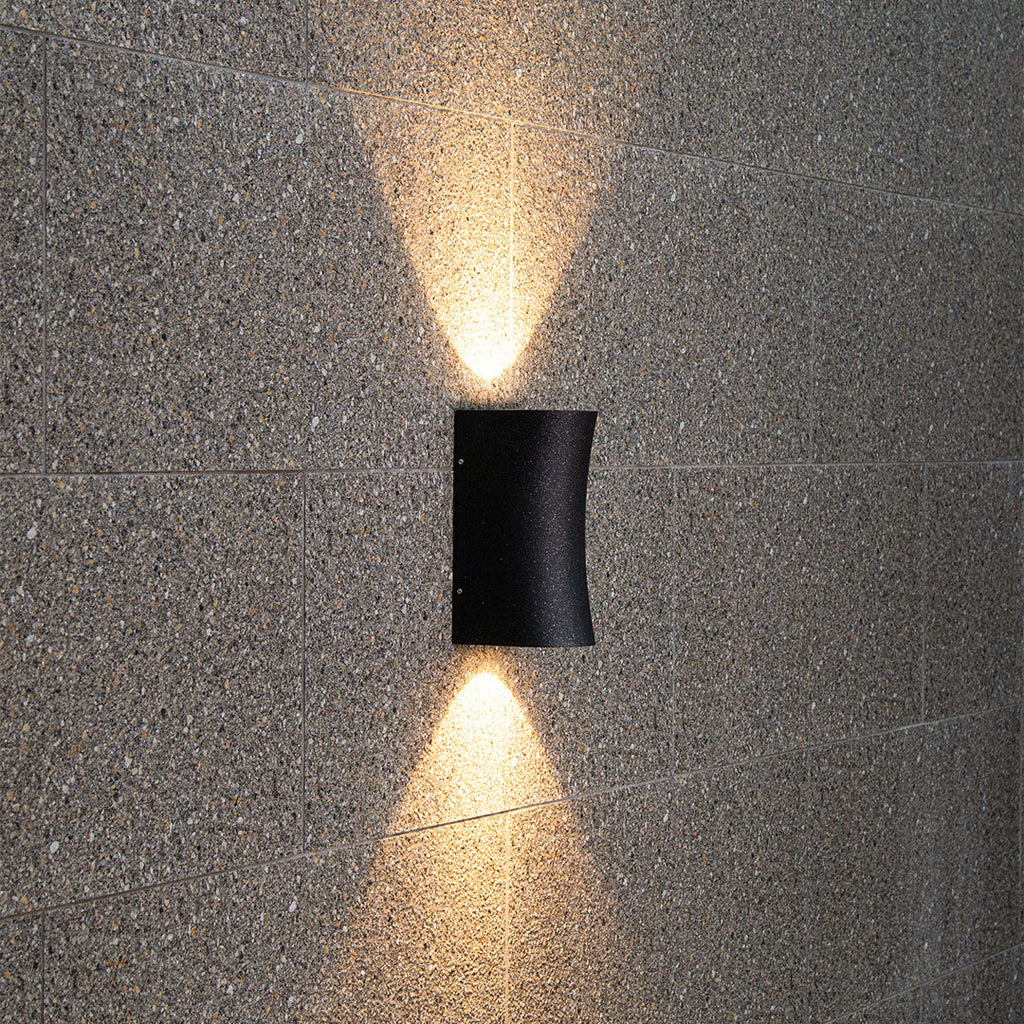Mararet Up-Down LED Outdoor Wall Light, Black Aluminum, IP65 Rated