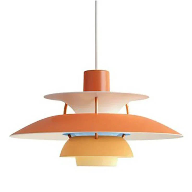 Multicolor Pendant Light With LED Glow, Tiered-Shade Retro Ceiling Lamp