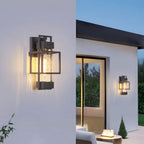 Vintage Wrought Iron Outdoor Wall Sconce, Black Matte, Warm LED Glow