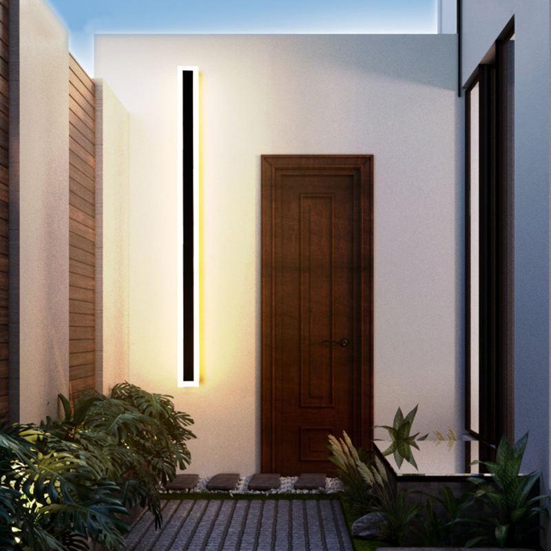 Linear Acrylic Wall Lamp for Outdoor Use, Matte Black and White