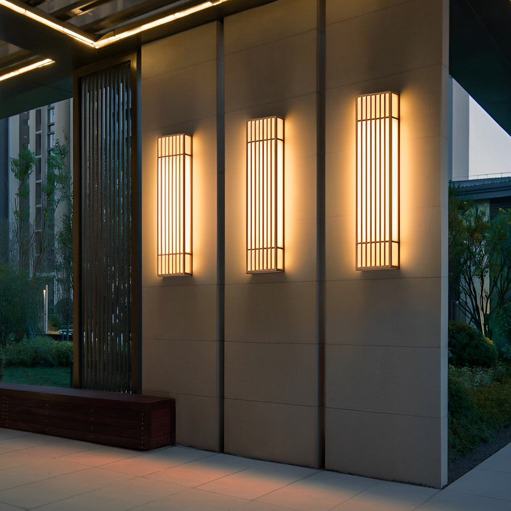 Applique murale extérieure en acier nervuré Grateful, design rétro à grille verticale LED