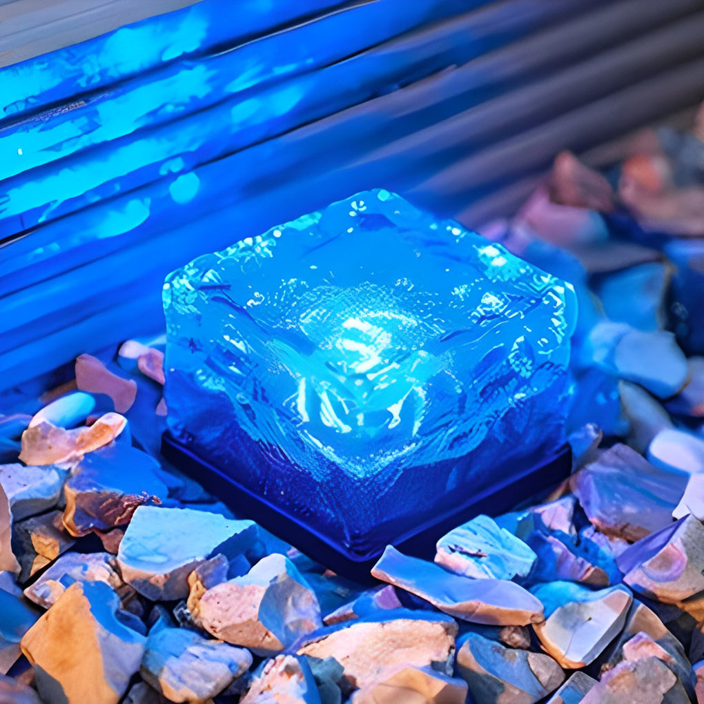 Maglene Solar Ice Cube Step Lights, Colorful Crystal-Glass Design
