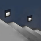 Luz LED embutida para degraus em alumínio preto para escadas exteriores