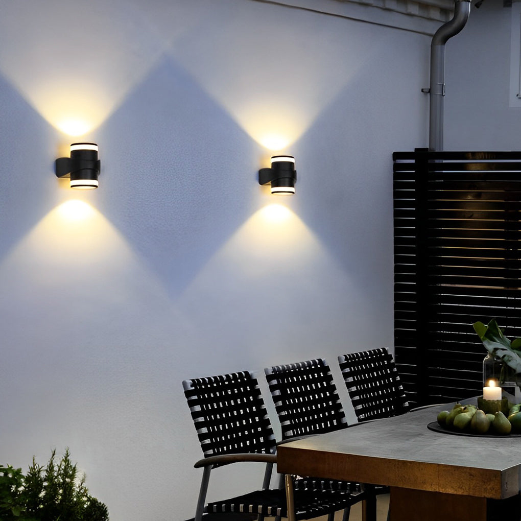 Rund udendørs vægvaske LED-lys i aluminium, sort finish