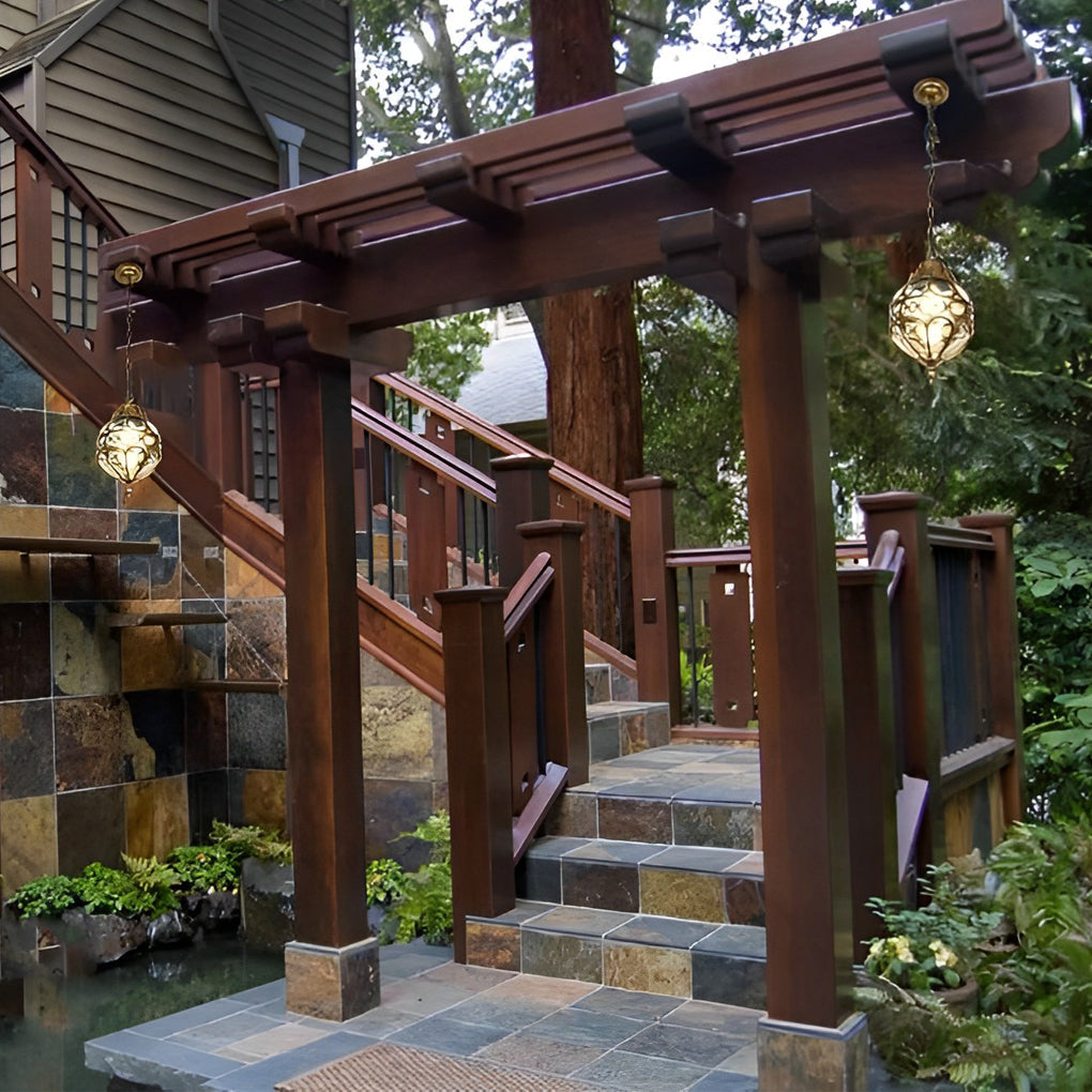 Outdoor Chandelier With Retro Ball Shades, Aluminum And Glass Build