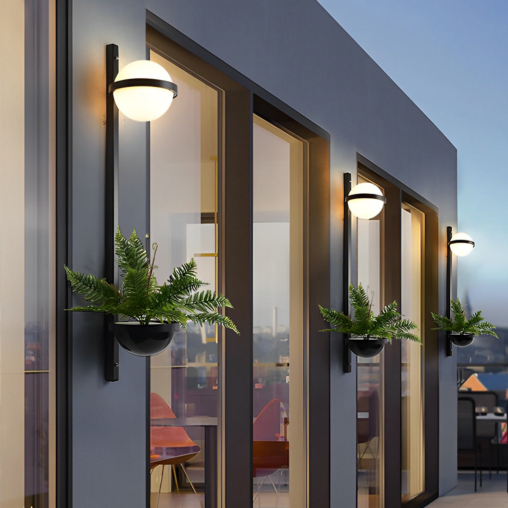 Flowerpot-Shaped Outdoor Wall Light, Modern Steel LED Sconce