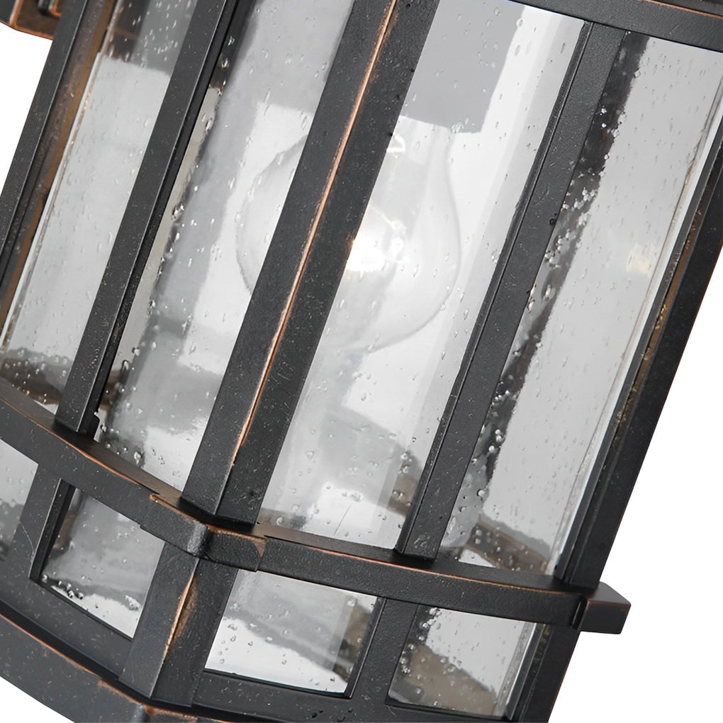 Bubble Glass Wall Light, Thea Retro Black Outdoor Aluminum Sconce