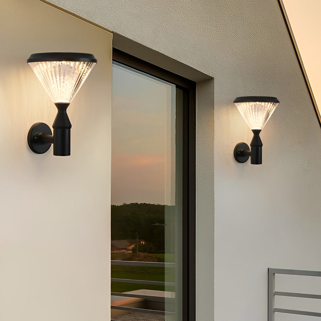 Luz de Parede Solar Redonda Odette com LED, Abajur de Alumínio Riscado