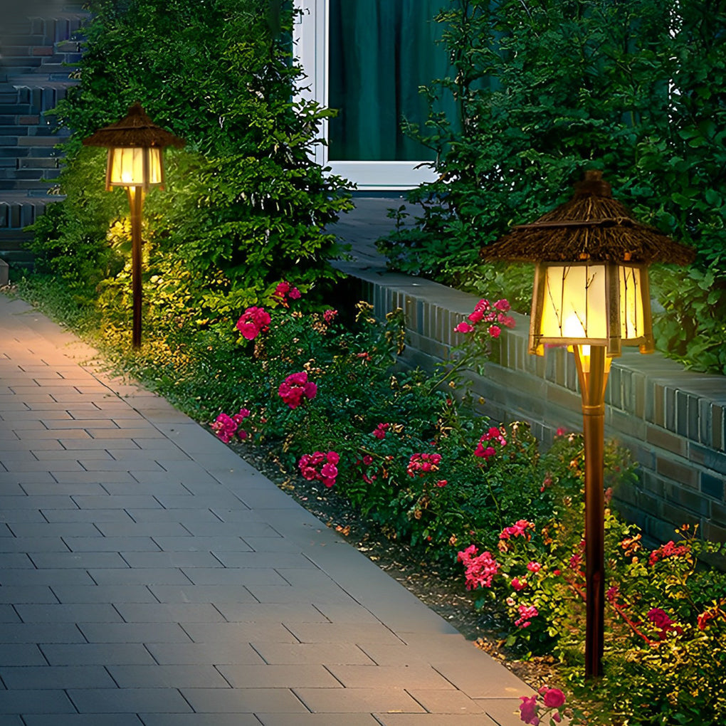 Wyne Branch-Pattern Bamboo-Style Outdoor Lantern Light