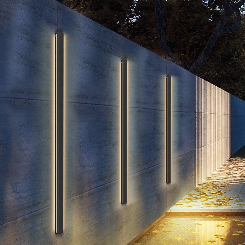 Linear LED Porch Sconce, Teres Black Iron Outdoor Wall Light