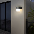 Square Solar Wall Light With Iron Frame, Minimalist LED Outdoor Sconce