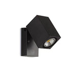 Lâmpada de Parede com Holofote Giratório em Metal Preto para Paredes Exteriores