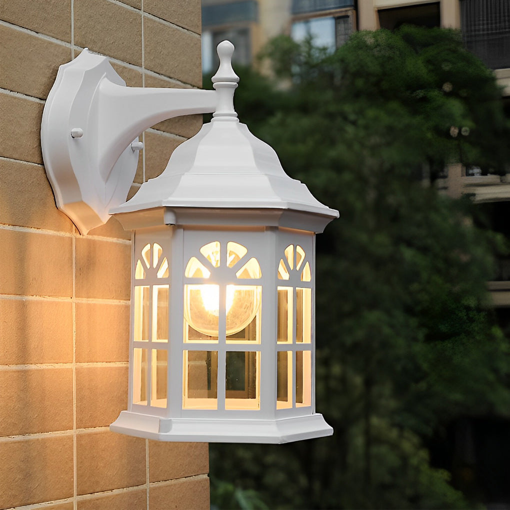 European-Style Aluminum Outdoor Wall Light With Glass Shade