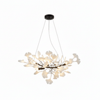 Gingko leaf chandelier detail showing individual porcelain leaves