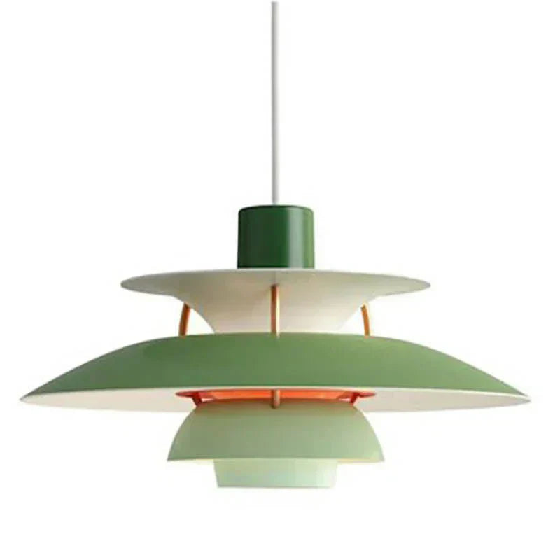 Multicolor Pendant Light With LED Glow, Tiered-Shade Retro Ceiling Lamp