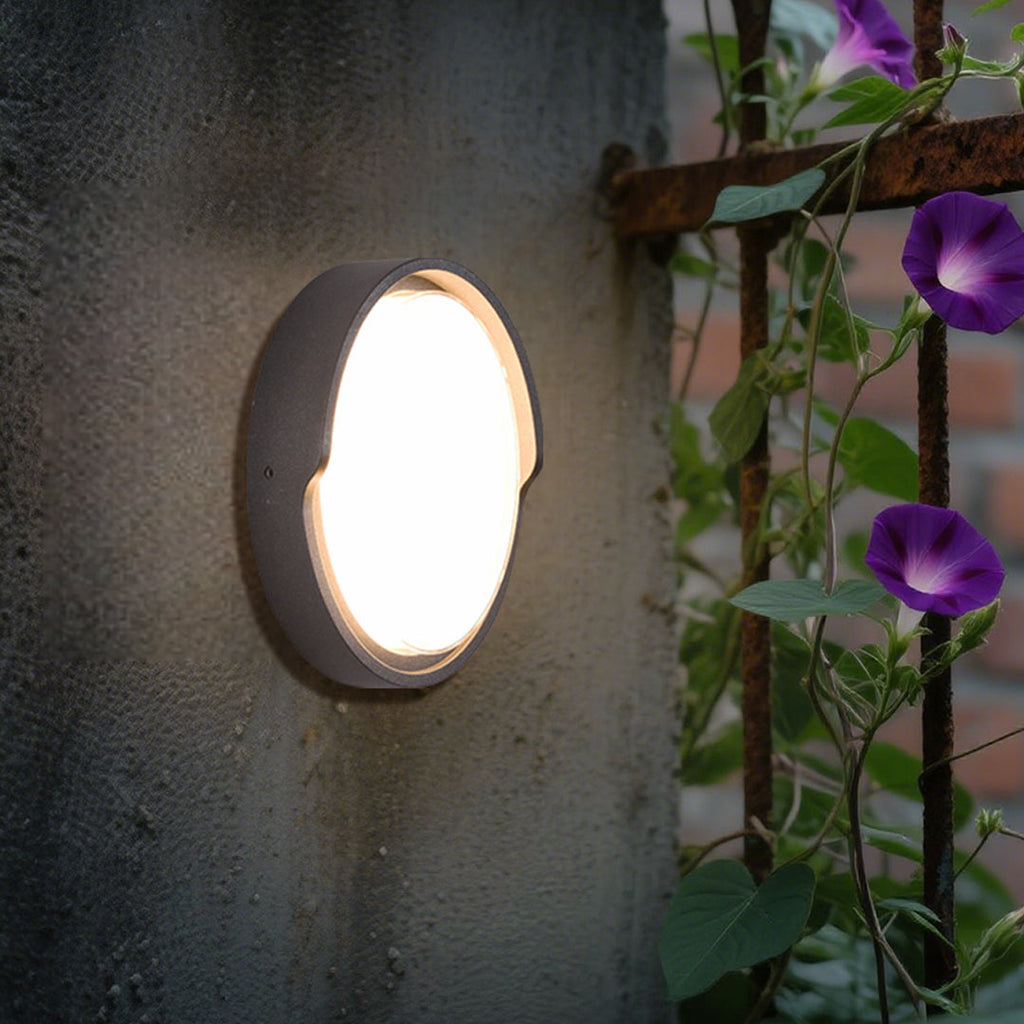 Applique murale Greory ronde ou ovale, LED minimaliste pour espaces extérieurs  