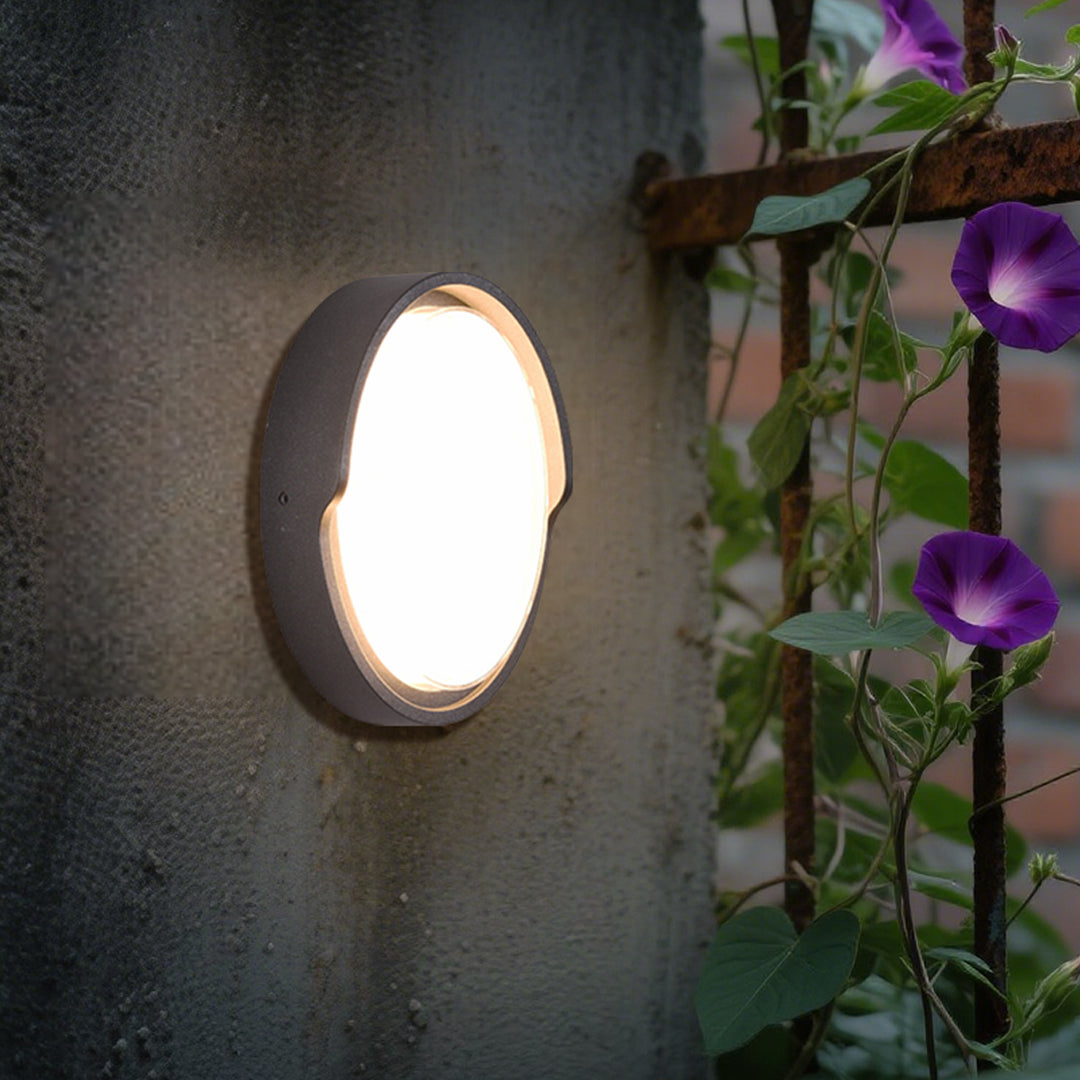 Applique murale Greory ronde ou ovale, LED minimaliste pour espaces extérieurs  