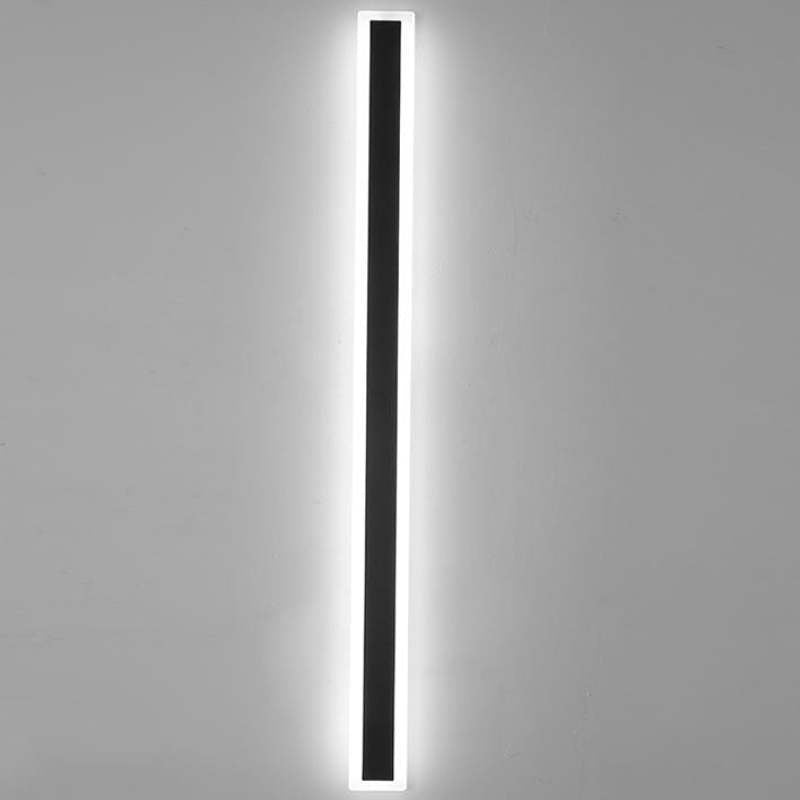 Linear Acrylic Wall Lamp for Outdoor Use, Matte Black and White