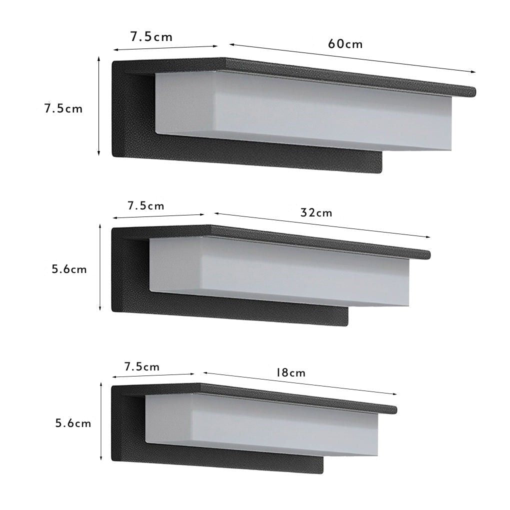Solcelle utendørs vegglampe, aluminiumdesign med LED fra skumring til daggry