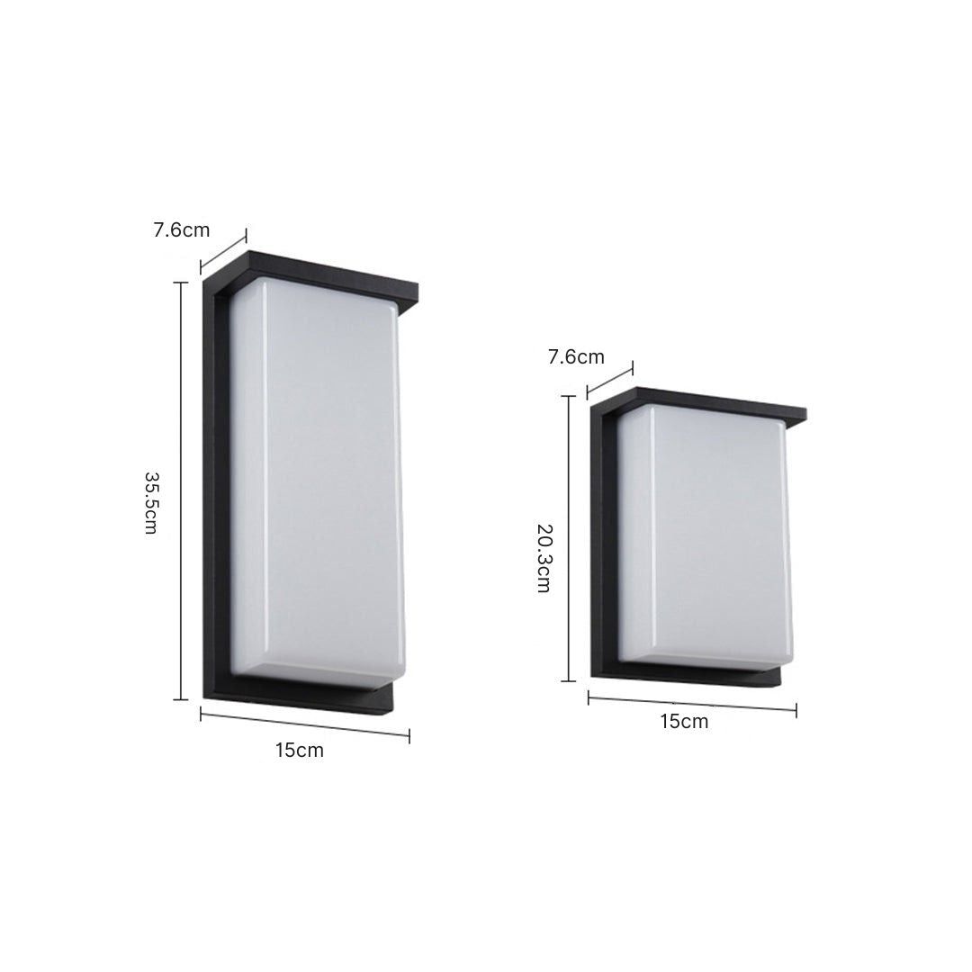 Applique murale extérieure rectangulaire, aluminium moulé sous pression Heather avec LED
