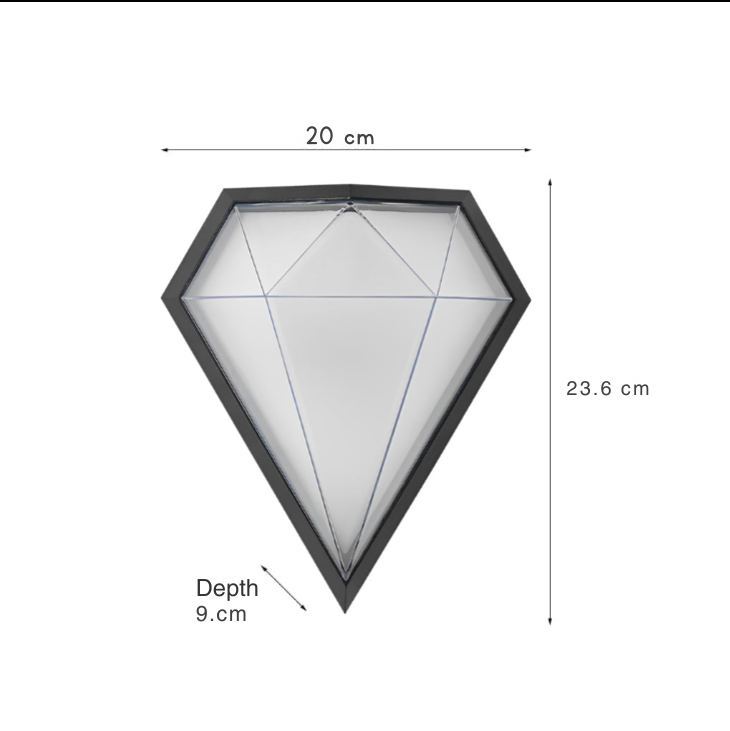 Geometrisk LED-væglampe, Timhea sort aluminium akryl væglampe