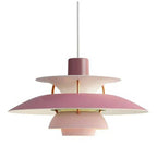Multicolor Pendant Light With LED Glow, Tiered-Shade Retro Ceiling Lamp
