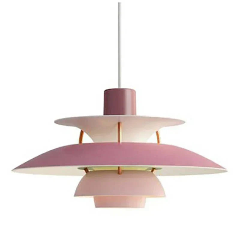 Multicolor Pendant Light With LED Glow, Tiered-Shade Retro Ceiling Lamp