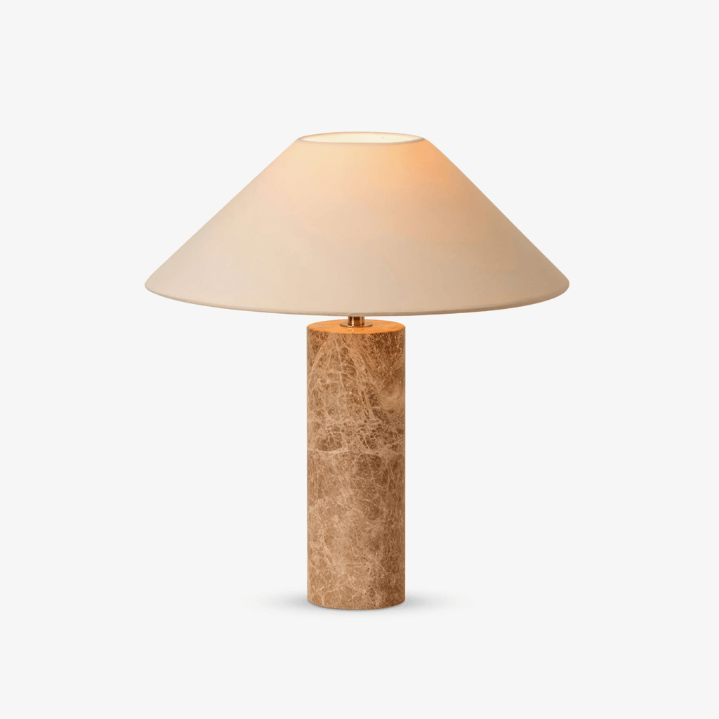 A near-identical studio shot of the same Clérachic table lamp, cropped slightly wider with more of the marble base in view.