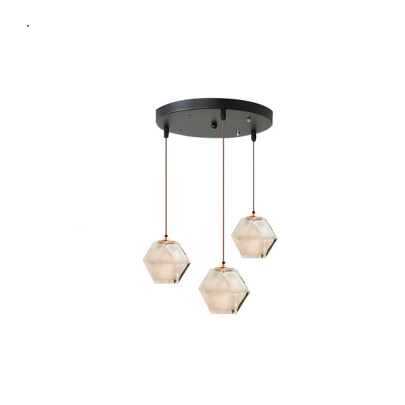 Polyeder LED-pendellampe med fasetterte glasspaneler, 1 eller 3 lyskilder