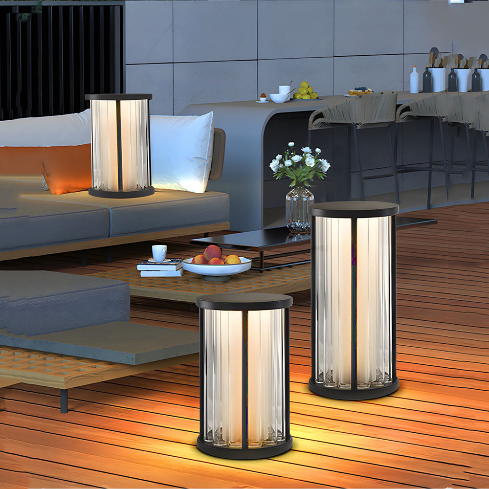 Lampadaire cylindrique avec abat-jour taillé en cristal, style vintage américain