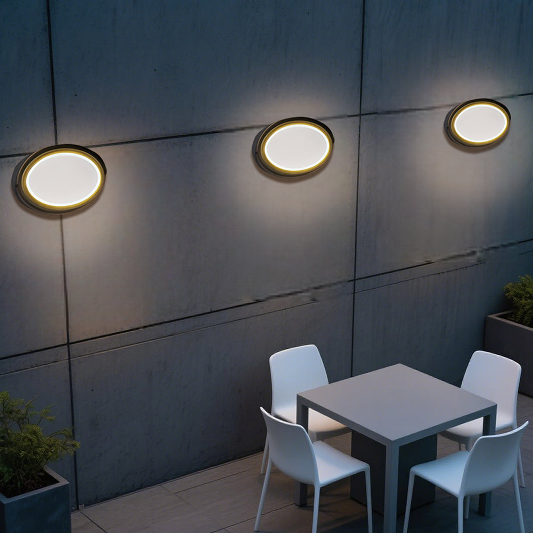 Applique murale Greory ronde ou ovale, LED minimaliste pour espaces extérieurs  