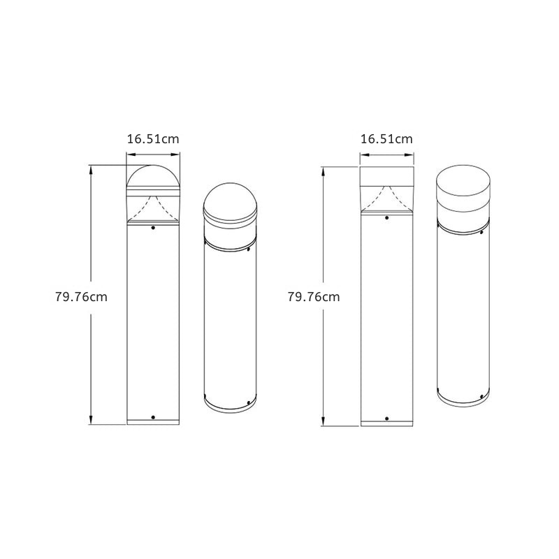 Nordic Outdoor Bollard Light, Round or Flat Top Aluminum Post Lamp