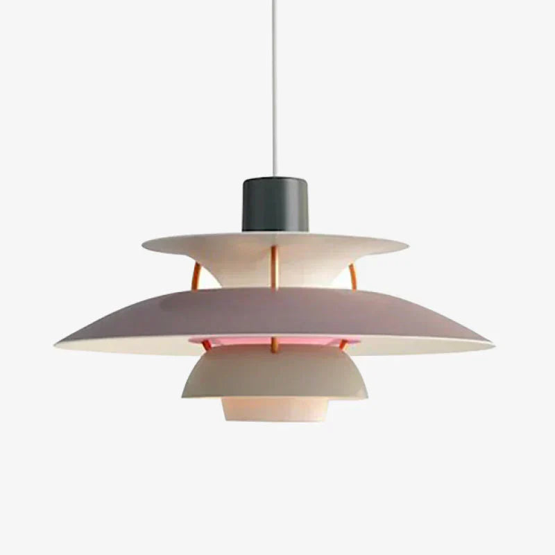 Multicolor Pendant Light With LED Glow, Tiered-Shade Retro Ceiling Lamp
