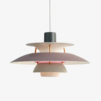 Multicolor Pendant Light With LED Glow, Tiered-Shade Retro Ceiling Lamp
