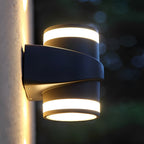 Rund udendørs vægvaske LED-lys i aluminium, sort finish