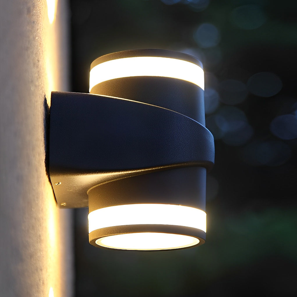 Rund udendørs vægvaske LED-lys i aluminium, sort finish
