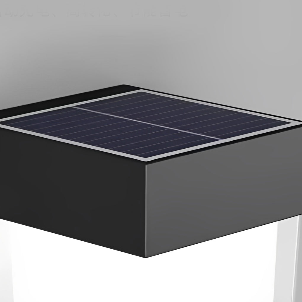 Square Solar Wall Light With Iron Frame, Minimalist LED Outdoor Sconce