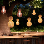 Woven Rattan Pendant Light With Gourd Silhouette, Outdoor Fixture
