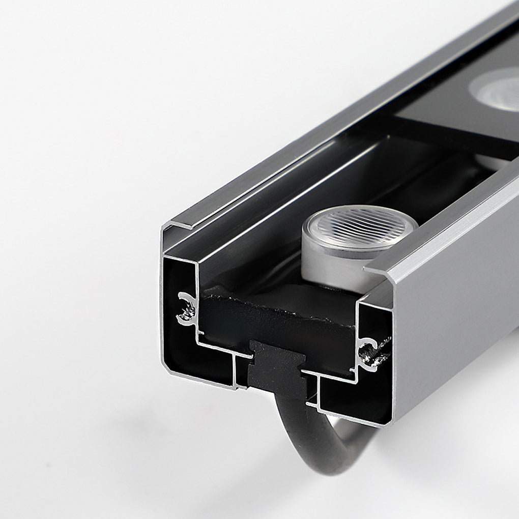 Lineær LED udendørs vægvaske-lys, børstet aluminium og glas