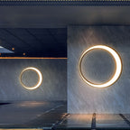 Outdoor Wall Light, Circular Moon Design In Stainless Steel