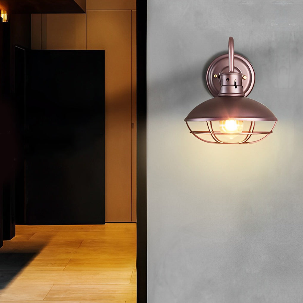 Fan-Shaped Iron Outdoor Wall Light, Industrial LED Sconce