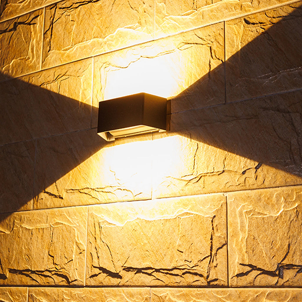 Up And Down Nordic Aluminum Outdoor Wall Light With Glass Shades