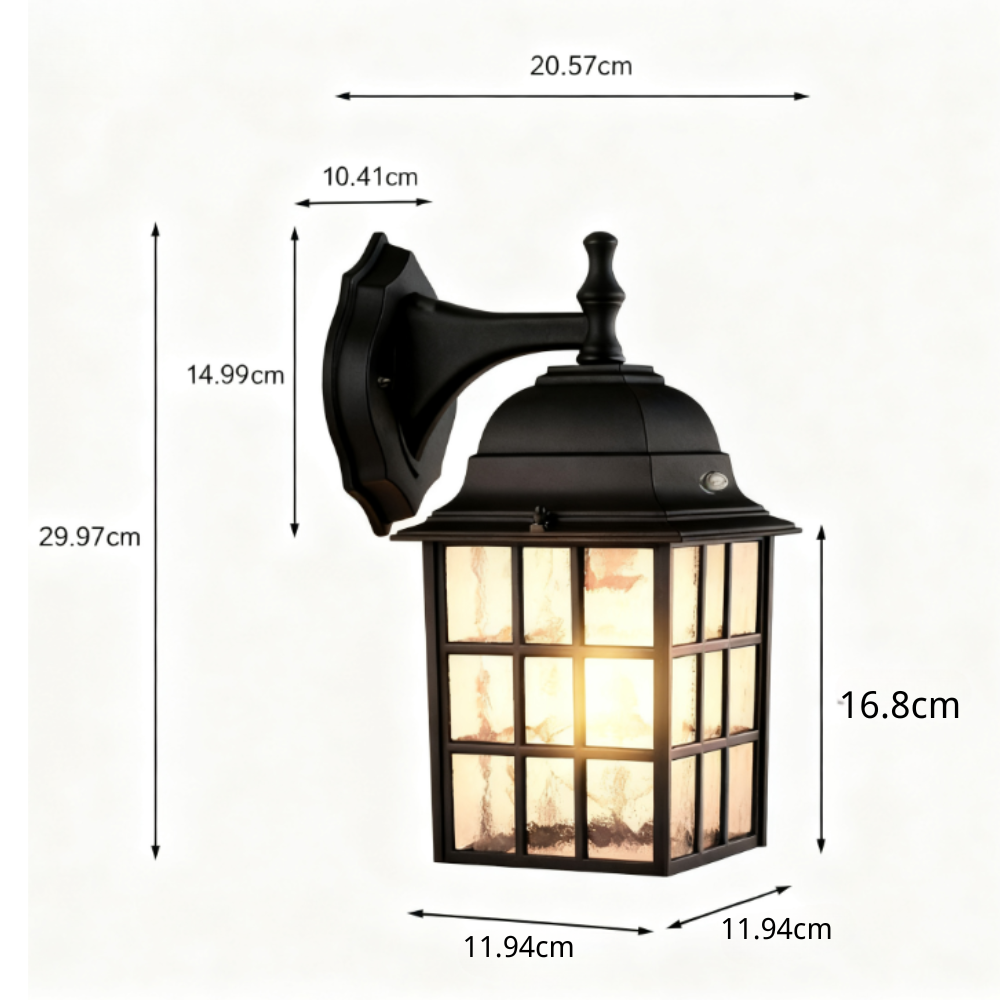 Aluminum Outdoor Wall Light With Clear Glass Shade, Abail Dusk-To-Dawn Sensor