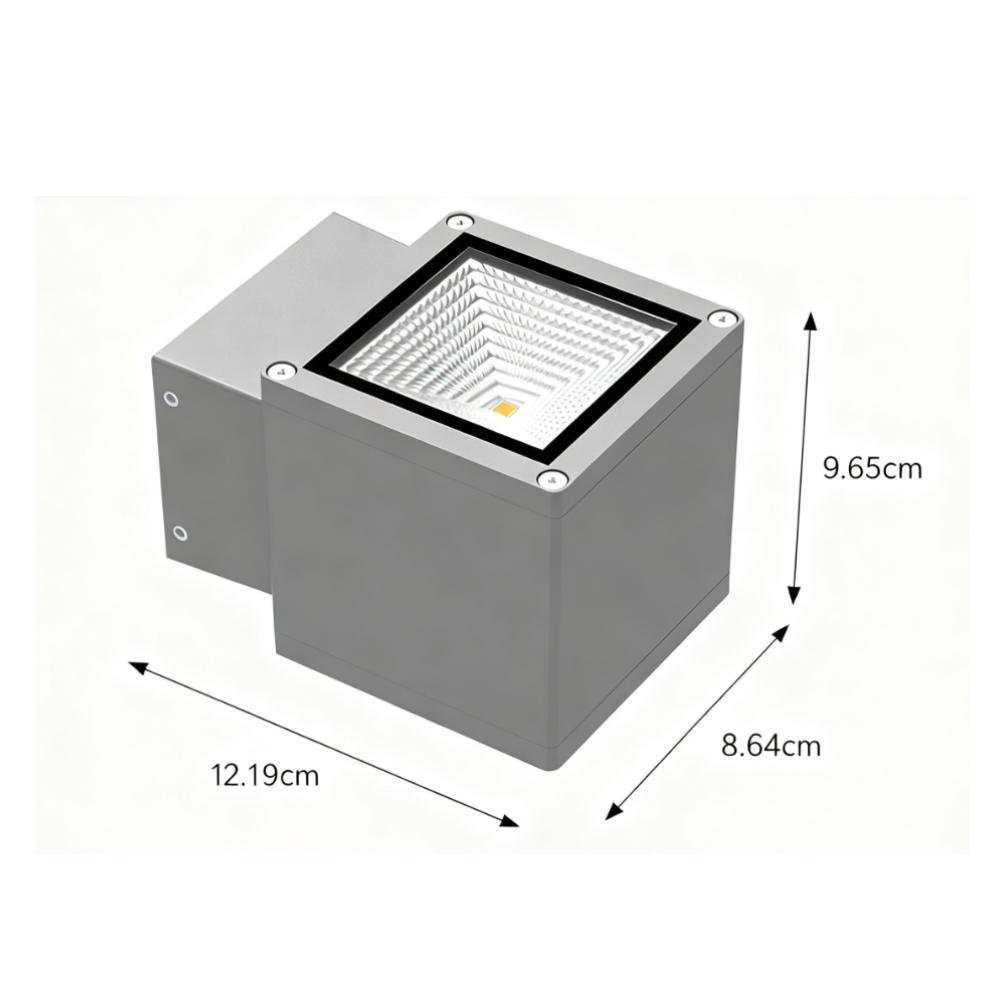 Applique murale extérieure en aluminium moulé sous pression, finition gris sable, lumière LED chaude  