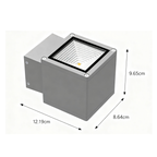 Applique murale extérieure en aluminium moulé sous pression, finition gris sable, lumière LED chaude  