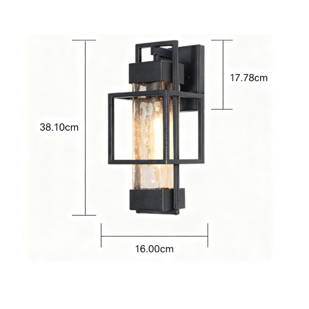 Vintage Wrought Iron Outdoor Wall Sconce, Black Matte, Warm LED Glow