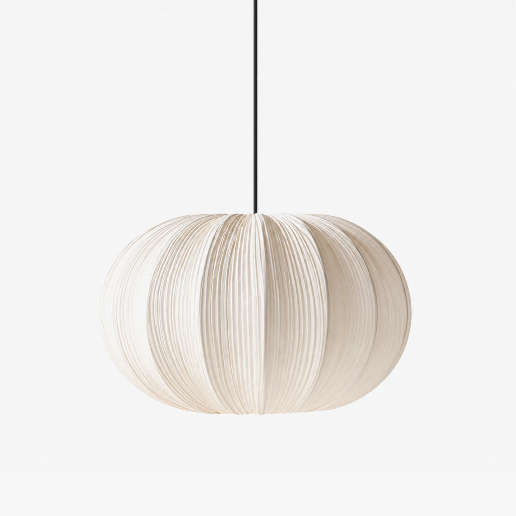 This Clérachic pendant's round pleated shade, fine ribs radiating from its crown, shown against a plain white background.