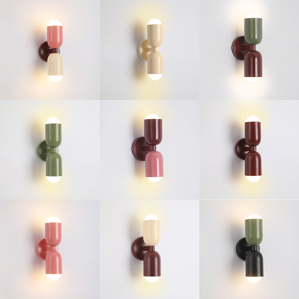 Double-Headed Wall Light, Colorful Painted Metal Shades, E26 LED Included
