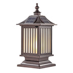 Die-Cast Aluminum Pillar Light, Lantern Shade With 3-Step LED
